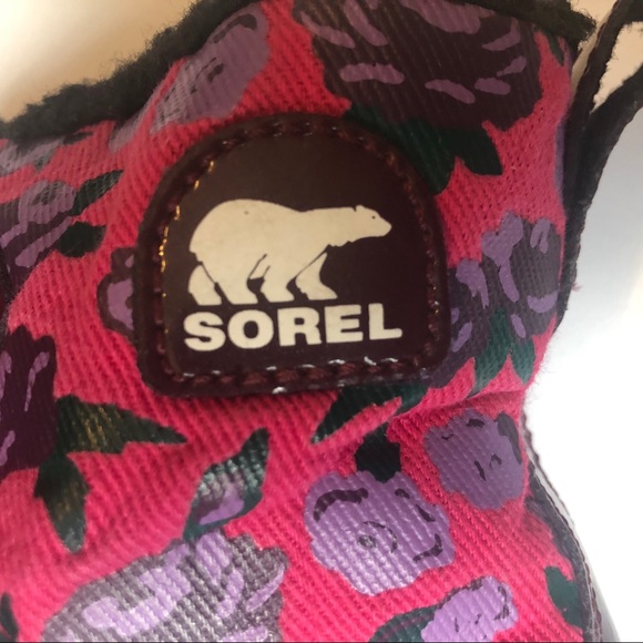 SOREL Tivoli Pink Carnation Floral Winter Boots - Picture 4 of 8